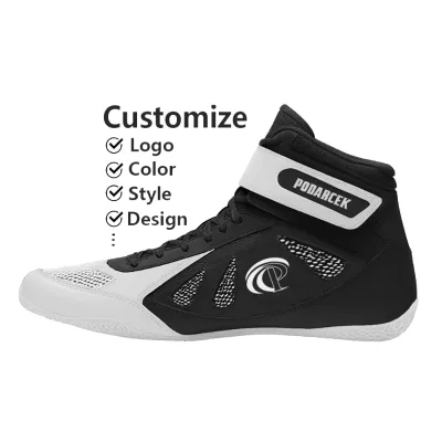 Manufacturer Custom OEM Design Your Own Luxury Breathable Mesh Lining Leather High Top Wrestling Shoes for Men Summer Winter