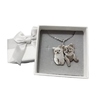 Trendy Custom Photo Print Stainless Steel Necklace for Pet Dog Cat Fashion Pendant Necklace