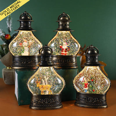 Santa Claus Christmas Tree Lights Led Nightlight Plastic Christmas Decorations Snowflake Crystal Ball Nighttime Ornaments Gifts