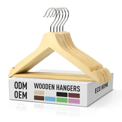 Free Customization Natural Hanger with Non-Slip Grooves for Store Hotel Supermarket Clothes Hangers for Men & Women