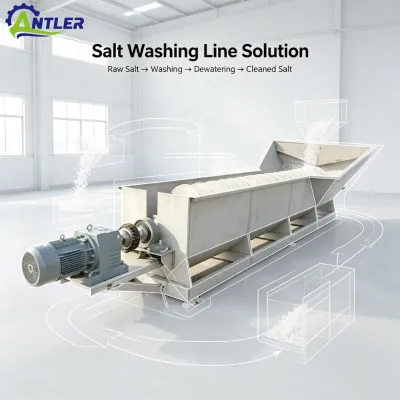 Screw Type Raw Salt Washing Equipment Sea/Lake Salt Refine Machine