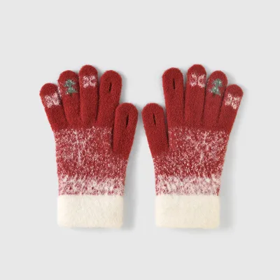 Manufacturer Snowflake Pattern Acrylic Winter Gloves Custom Design Jacquard Knitted Gloves