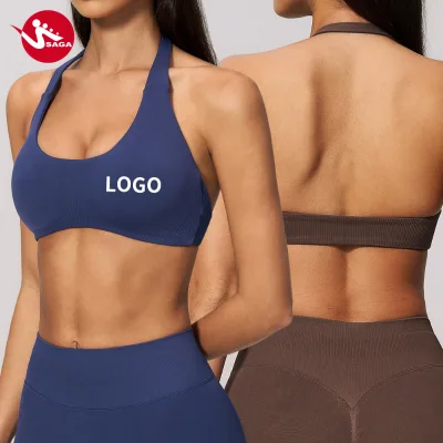 Source Factory Shockproof Premium Halter Neck Breathable Comfortable Comfortable Workout Halter Neck sports bra