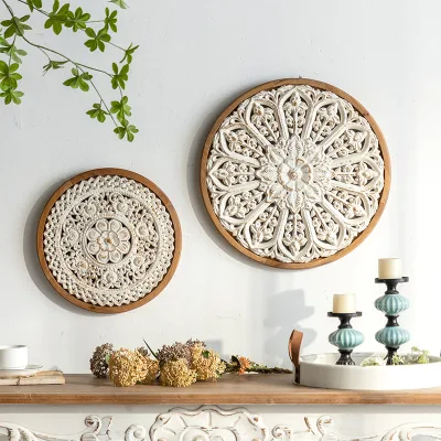 Hot Selling Home Furniture MDF Wood Wall Hanging Decoration Round Art Carving Decorative Wall Panel From China Manufacturer