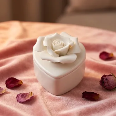Wholesale Antique Hand Made Flower Heart Shaped Ceramic Jewelry Boxes