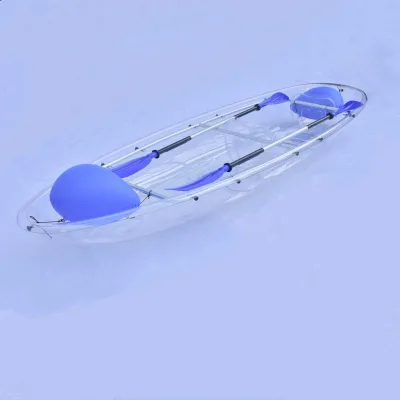 Tandem Transparent Kayak 2 Person Clear Bottom Crystal Canoe with Paddle Seat for Outdoor Adventure