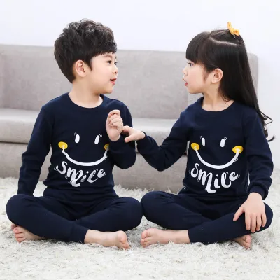 Lovely Smile Printed Spring Newest Style Kids Sleepwear Cotton Children Pajamas