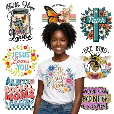 Factory Direct Easter Valentine'S Day T-Shirt Dtf Transfers Zodiac Jesus Film Christmas Faith Dtf Transfer For T Shirts