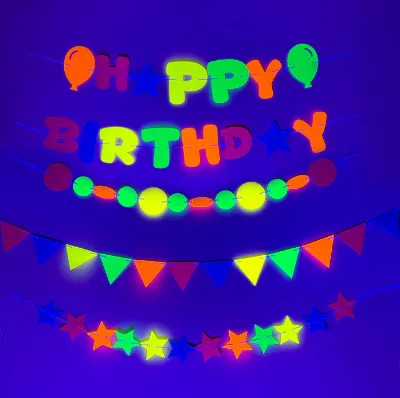 HAPPY BIRTHDAY Fluorescent Happy Birthday Banner Party Decorations Party Felt Banner