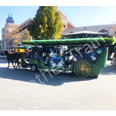 Sightseeing Cart for Sale Luxury Electric Horse Trailer Royal Carriage Royal Horse Carriage for Sale Take 23 Passengers for Tour