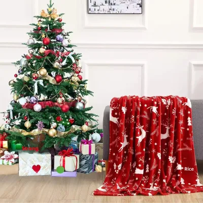 Cross-border Thickened Polyester Christmas Flannel Sofa Throw Nap Blanket Digital-Print Cartoon Design Customizable Modern Size