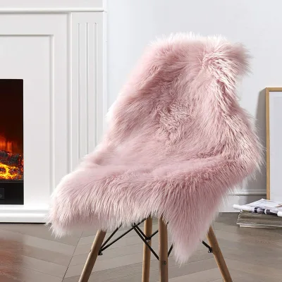 Home Decorative Soft Chair Cover Seat Cushion Fluffy Faux Fur Bedroom Sheepskin Area Rugs