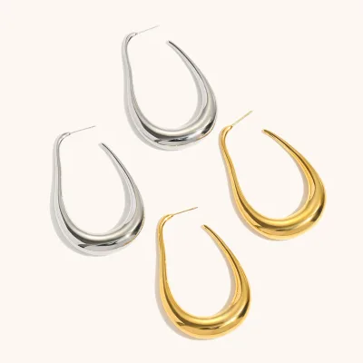 Dingran Factory Direct Europe and America High-end Sense 18k Gold Plated Jewelry Hollow Curve Large Hook Earrings for Women