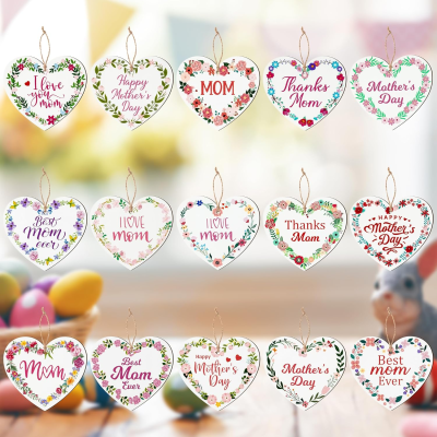 Happy Mother's Day Heart Shaped Hanging Decorations Best Mom Ever Thanks Mom   Slices Tag Mom Birthday Party Home Decor Supplies