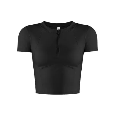 Women's Half-Zipper Workout T-Shirt Breathable Lightweight Summer Yoga Top for Running Quick Drying Gym Wear Plus Size