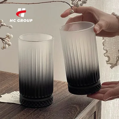 Designer Frosted Gradient Black Glass Drinking Cups Household Thickened Base Heavy Whisky Glass Juice Glass