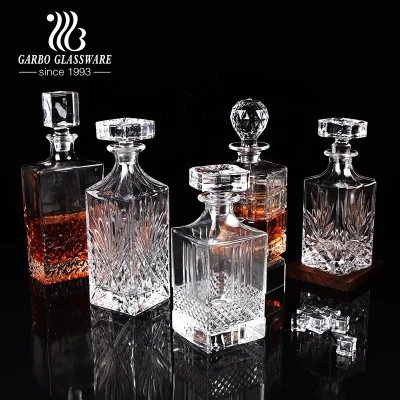 High-end 700ml Cheap Price Special Wine and Whisky Bottle with Lid Crystal High End Wine Glass Decanters for bar or Hotel Usage