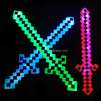 LED Light-Up Toy Swords Kids Favor Gift Kids' Christmas Party Favors Luminous Led Mosaic Pixel Sword