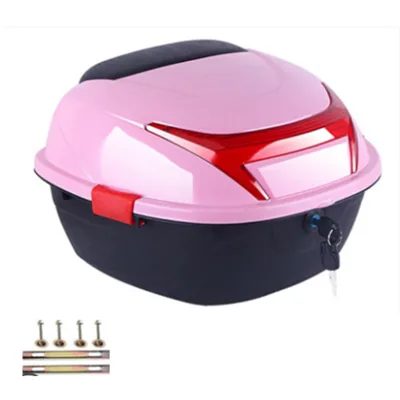 Motorcycle Rear Box Helmet Luggage Storage Top Case Large Capacity Universal for Electromobile Pink Large Size