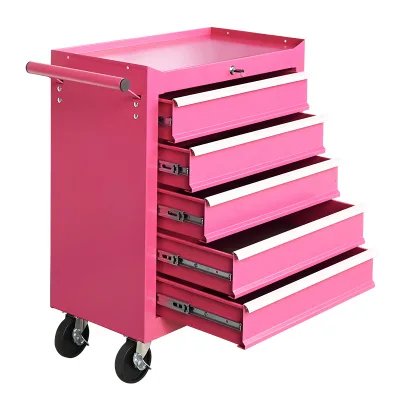 Multi-functional 5 Drawer Iron Tool Cabinet Storage Trolley Garage Workshop Tool Cart OEM ODM 3-Year Warranty Keyed Lock 300kg