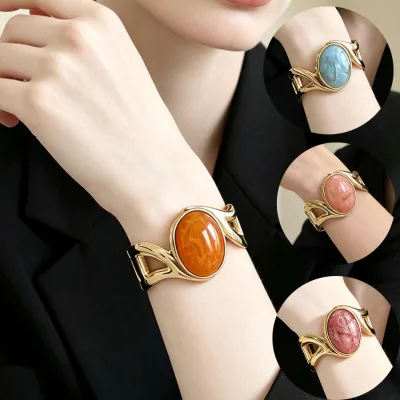New cross-border European and American elegant and fashionable imitation gemstone high-end women's bracelet, French light