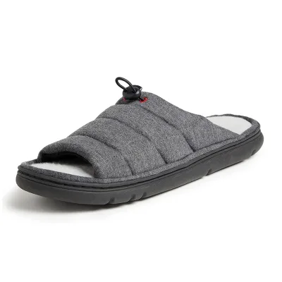 Men's Slide-on Design Lounging Style Absorbent Materials Cozy Memory Foam Insole Open Toe Quilted Sweatshirt Slide slippers
