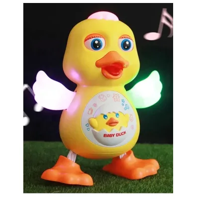 KK New Unisex Electric Dancing Duck Toy with Lighting Music Cute Cartoon Design Kids Educational Doll Toy Battery Operated