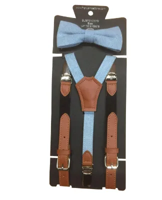 Mens Cotton Suspender and Bow Tie Set