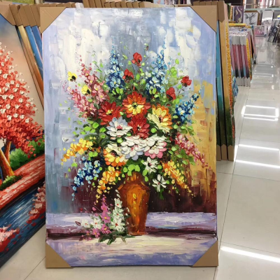 Flower Oil Painting, Impasto Art Picture, Frameless Picture Frame
