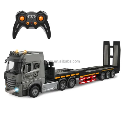 1/24 RC Alloy Single-layer Flatbed Trailer Car 2.4G 9CH Engineering Transport Truck With Light&Music