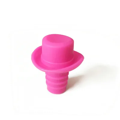 Wholesale Food Grade Reusable Silicone Bottle Stopper Hat Design Wine Bottle Plug