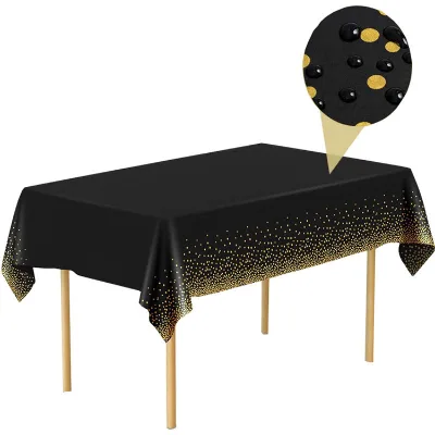 New Style Purple Gold PE Tablecloth 54*108 Inch Disposable Oilproof Waterproof Outdoor Use Wedding Party