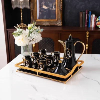 JADE Middle Eastern Arabic-style Porcelain Eco-Friendly Teapot Set Pendant Golden Coffee Cup Saucer Light Luxury Afternoon Tea