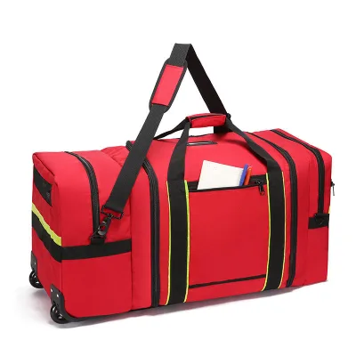 Turnout Jumbo Gear Bag with Reflective Trim, Padded Shoulder Strap and Maltese Cross Logo Red Bag Firefighter Gear Bag