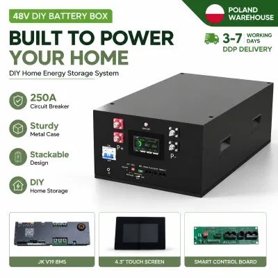 EU Stock Impact-resistant 48V Lithium DIY Battery Box with JK V19 BSM Stackable Lifepo4 Battery Case for Energy Battery Pack