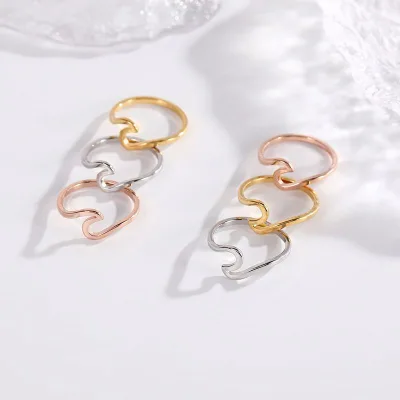 New Fashion Simple Jewelry Wave Ring Women Ocean Surf Wave Ring Minimalist Rings