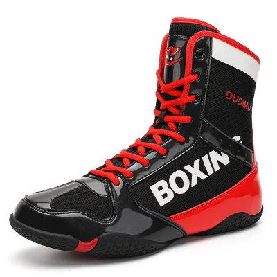 Men's and Women's Non-Slip Fighting Sneakers Low Heel High Top Boxing Shoes for Martial Arts with High Performance and Comfort