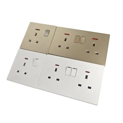 White Golden Flame-retardant PC Panel Electric Wall Switch Socket