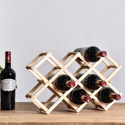 Bamboo Wine Rack  Creative Folding Wine Rack Decoration Multi-bottle Decoration Eco-friendly Water Bottle Storage Shelf