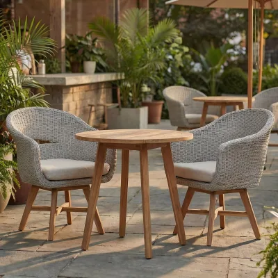 Outdoor Patio Dining Chairs Set of 2, PE Rattan Wicker Patio Armchairs for Garden Balcony Porch Deck Cafe Restaurant Seating