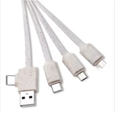 Pure Copper Core 4-in-1 5V/3A Charging Cable Type C to Type C with Micro-USB Braid Shielding Fast 3A Cable PVC for Phones