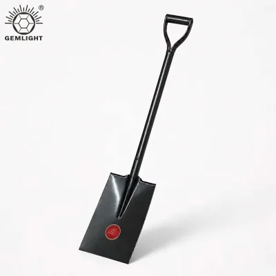 Heavy Duty D-Handle Scoop Shovel Square Flat Blade Spade Carbon Steel Transfer Tool Gery Color for Garden Gravel Construction