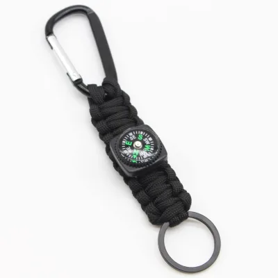 Outdoor Mountaineering Paracord Keychain compass with Carabiner Braided Lanyard for Camping & Hiking