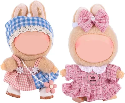 Clothes Set for 15/17cm Lakuku 3-piece Clothing Set for Labubu Doll Outfit Set with Hat Blind Box Accessories