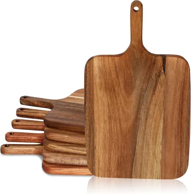 Wholesale Kitchen Thick Large Bulk Round Personalized Custom Koa Black Walnut Acacia Wood Bamboo Cutting Board With Handle