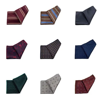 Wholesale Cheap Men Microfiber Jacquard Woven Machine Stitched Hem HandkerChiefs Pocket Squares Handkerchief Italian