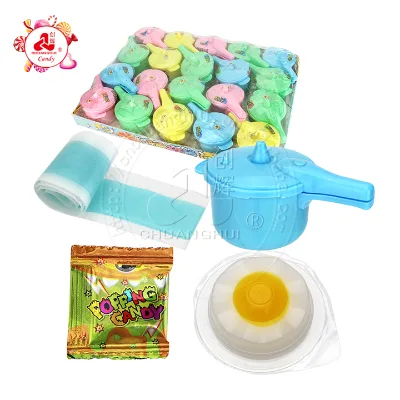 Pressure Cooker Shaped Toy + Egg Pudding Jelly + Popping Candy+ Gummy Roll Candy