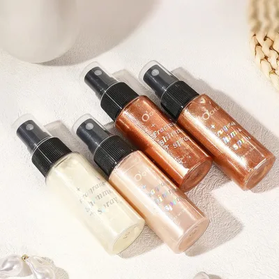 Private Label Natural Shimmer Body Oil Makeup Skin Face Glow Bronzer Highlighter Liquid Waterproof Glitter Body Shimmer Oil
