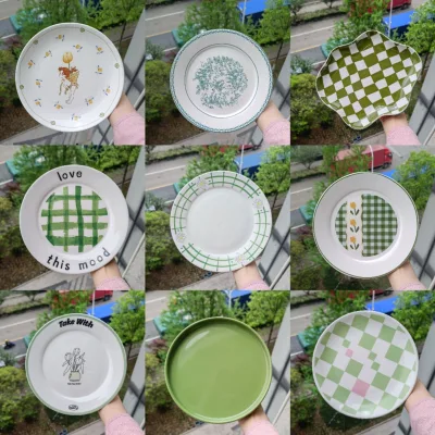 Wholesale Korean Style 8 Inch Plant Pattern Microwave Safe Heat-Resistant Dessert Plate