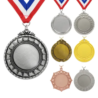 Custom Medal Charms Manufacturer Ear of Wheat Blank Engravable Silver Platinum Light Glitter Metal Sports Custom Medal